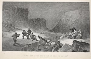 Crossing the Ice Belt at Coffee Gorge, ilustrace z „Druhé Grinnellovy expedice při hledání sira Johna Franklina...“, 1856